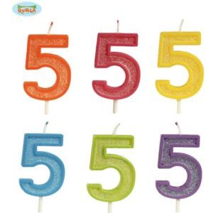 Dekoracija - rođendanska glitter svijeća broj 5, 4cm